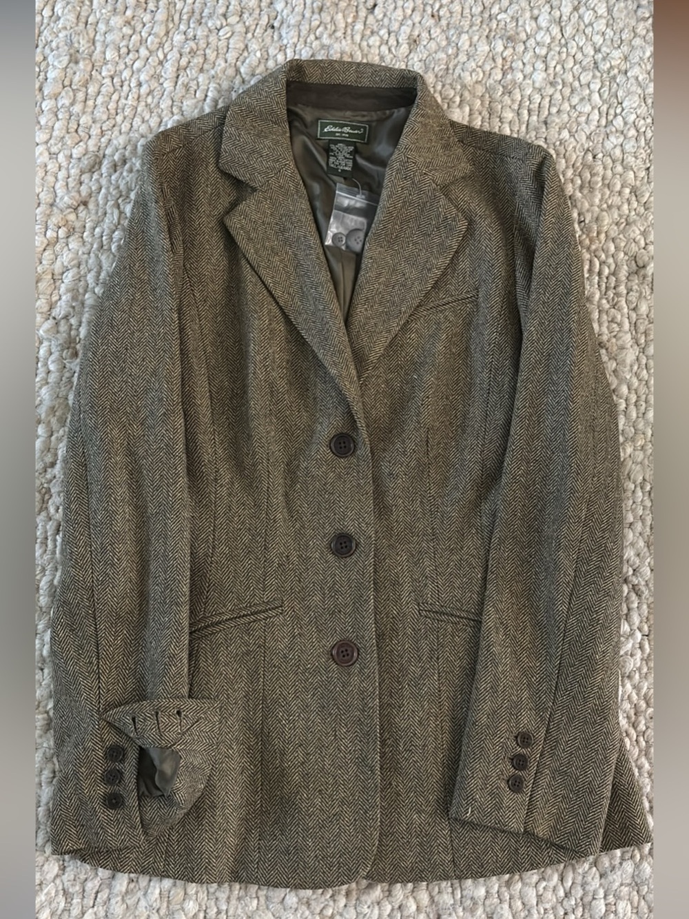 (NEW w/ tags) Vintage Eddie Bauer Women's Herringbone Wool Blend Blazer - Sz6